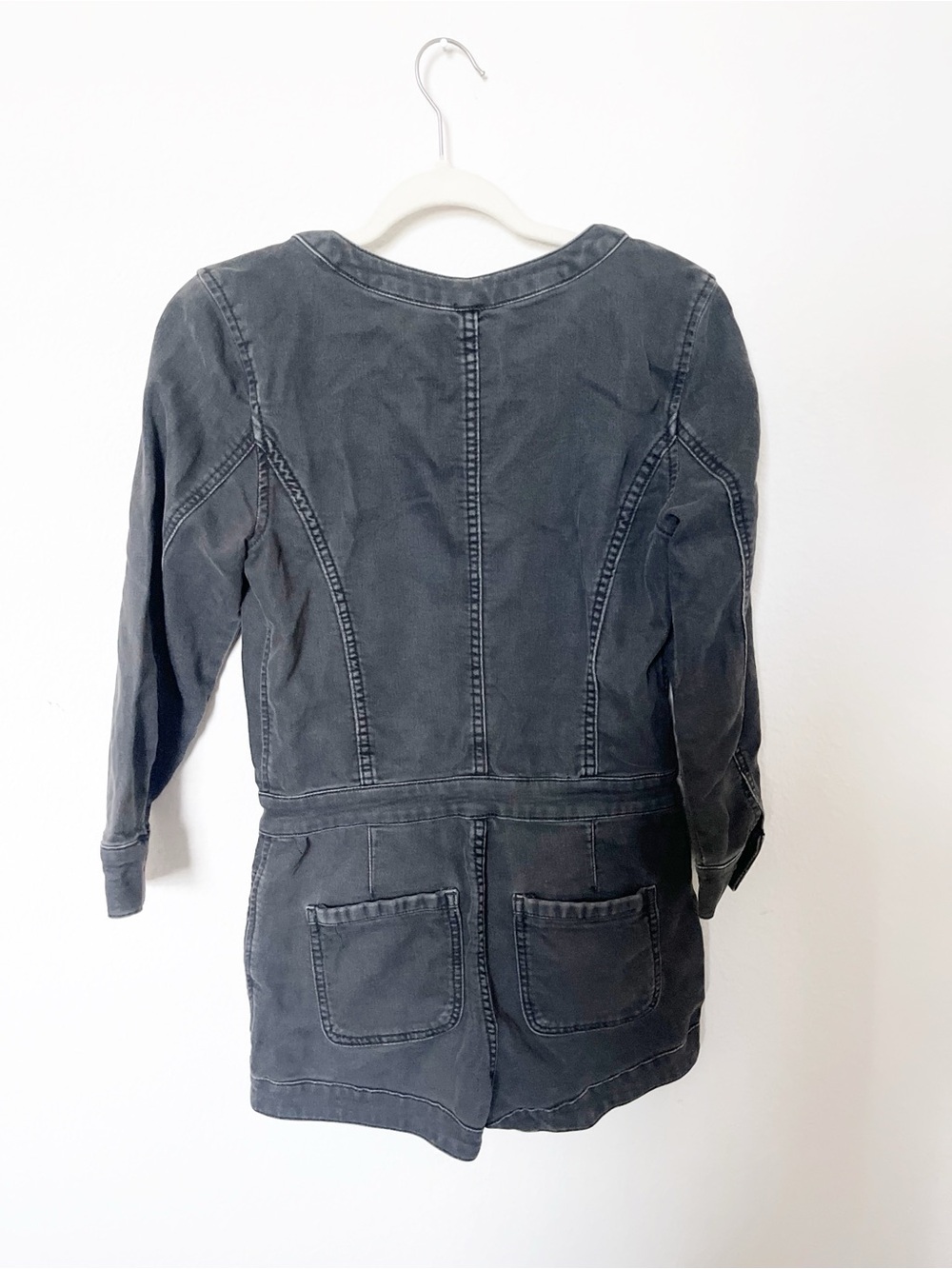 Free People Washed Black Utility Romper - Picture 4 of 4